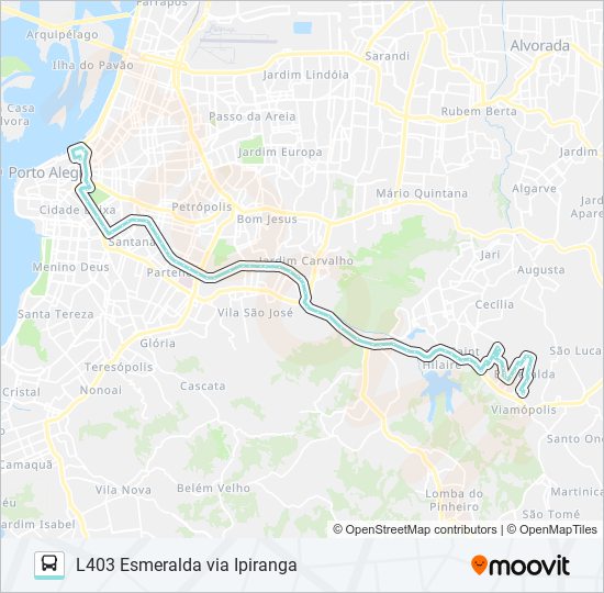 Mapa da linha L403 ESMERALDA VIA IPIRANGA de ônibus
