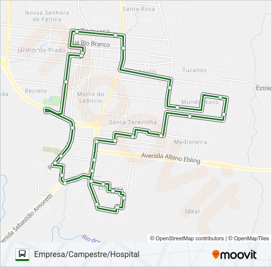 Mapa da linha CRUZEIRO de ônibus