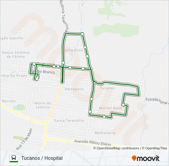 Mapa da linha CAMPESTRE / MUNDO NOVO de ônibus