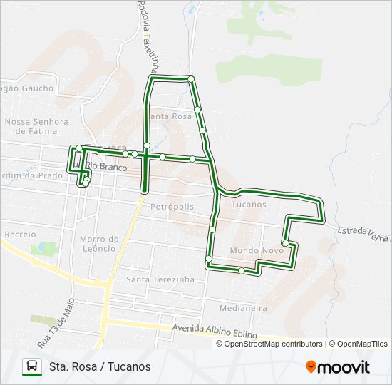 Mapa da linha CAMPESTRE / MUNDO NOVO de ônibus