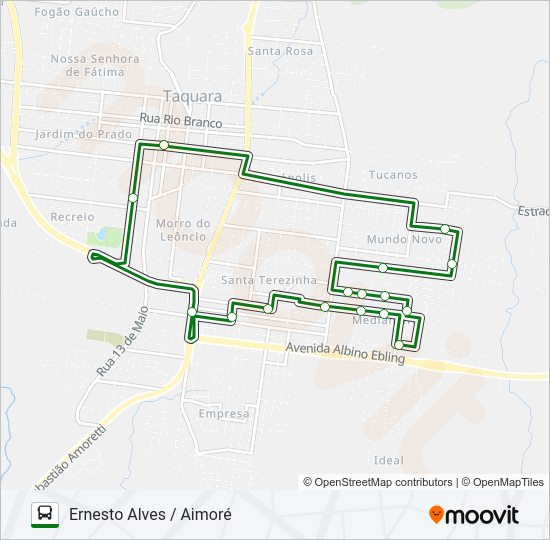 Mapa da linha CAMPESTRE / MUNDO NOVO de ônibus