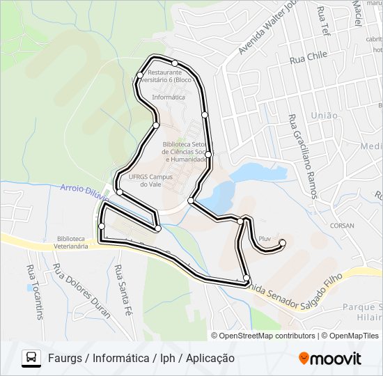 Mapa da linha CIRCULAR CAMPUS DO VALE de ônibus