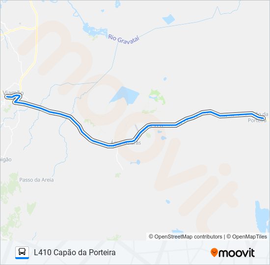 Mapa da linha L410 CAPÃO DA PORTEIRA de ônibus