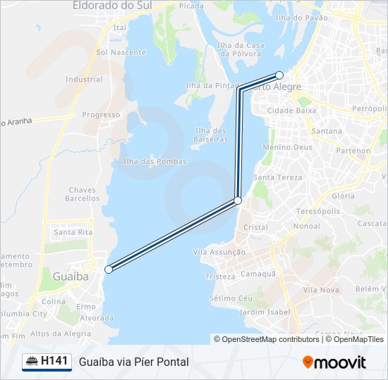 Mapa da linha H141 de barca