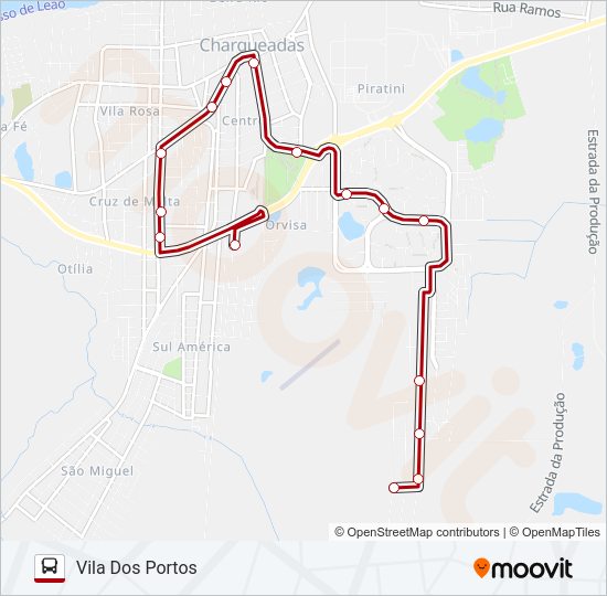 Mapa da linha VILA DOS PORTOS de ônibus