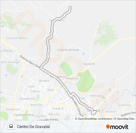 Mapa da linha ST1 SANTA TECLA de ônibus