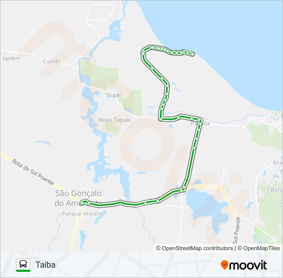 Mapa da linha TAÍBA / SÃO GONÇALO DO AMARANTE de ônibus