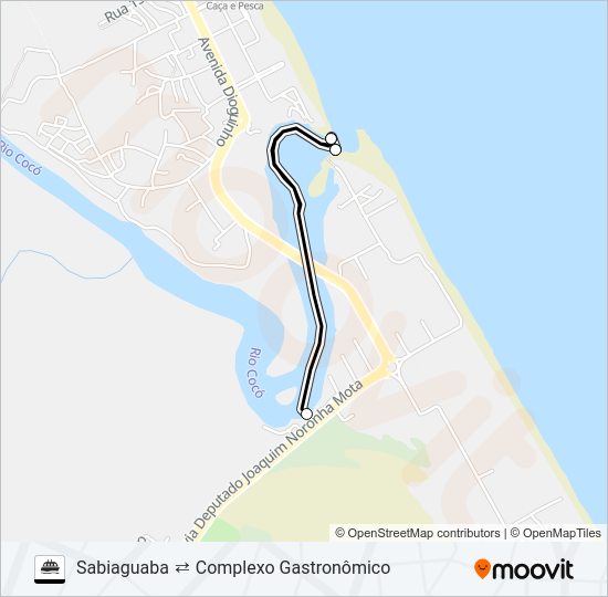 Mapa da linha SABIAGUABA ⇄ COMPLEXO GASTRONÔMICO de barca