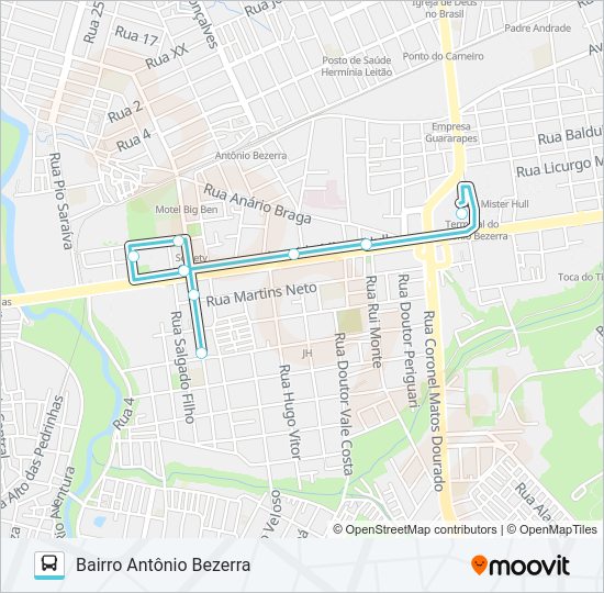 Mapa da linha 216 ANTÔNIO BEZERRA de ônibus