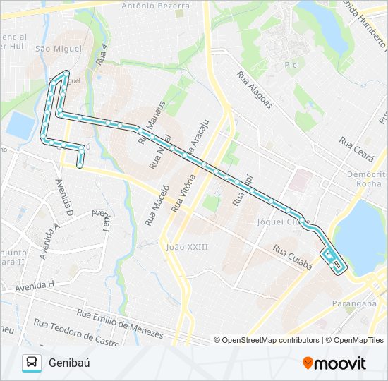 Mapa da linha 356 GENIBAÚ / LAGOA de ônibus