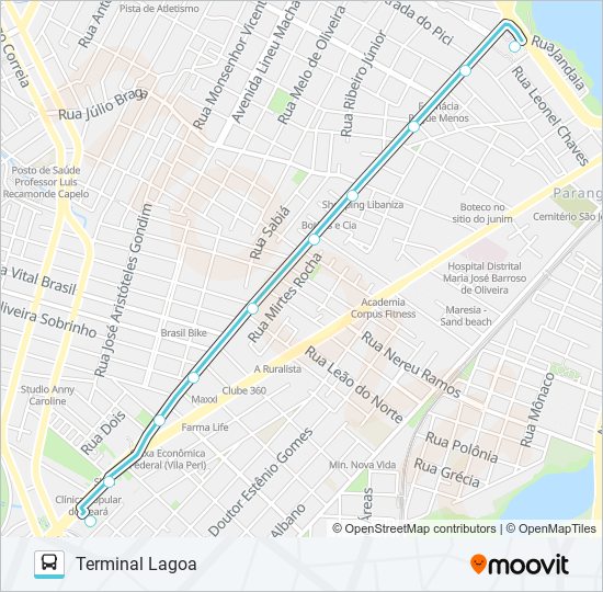 Mapa da linha 332 SIQUEIRA / LAGOA de ônibus