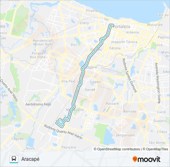 Mapa de 374 ARACAPÉ / CENTRO de autobús