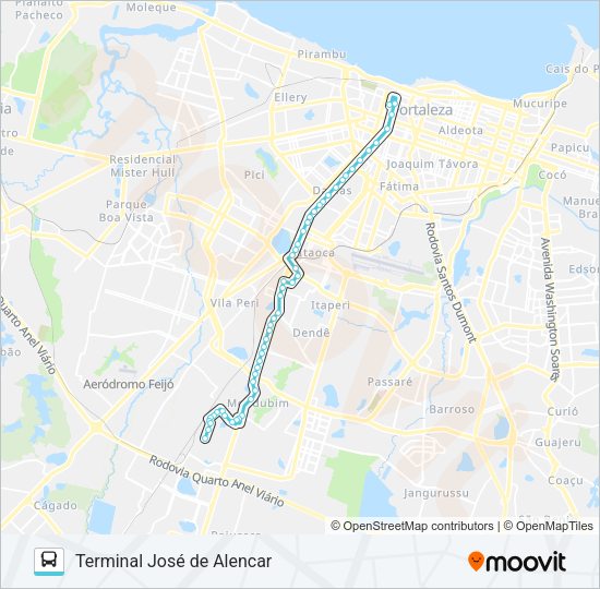 Mapa da linha 374 ARACAPÉ / CENTRO de ônibus