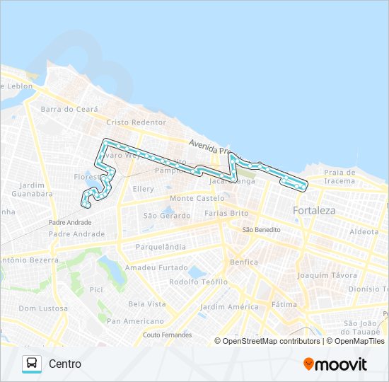 Mapa da linha 106 FLORESTA / CENTRO de ônibus