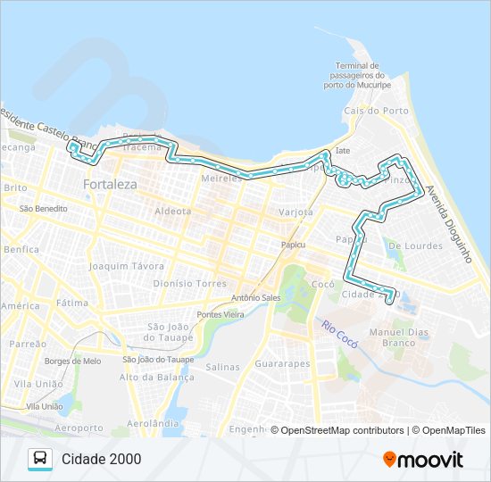 Mapa da linha 905 MEIRELES / CENTRO de ônibus