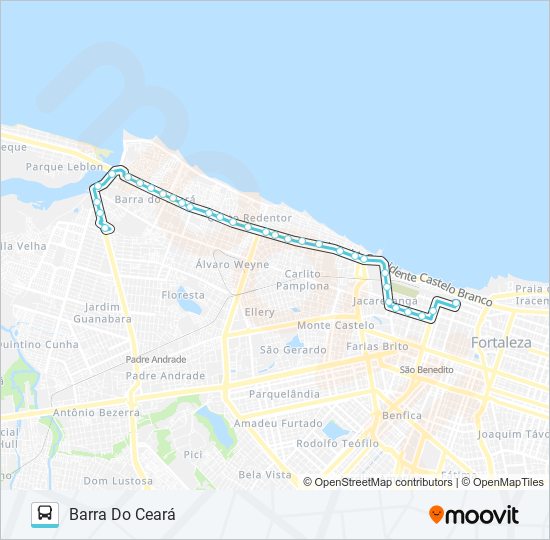 Mapa da linha 101 BEIRA RIO / CENTRO de ônibus