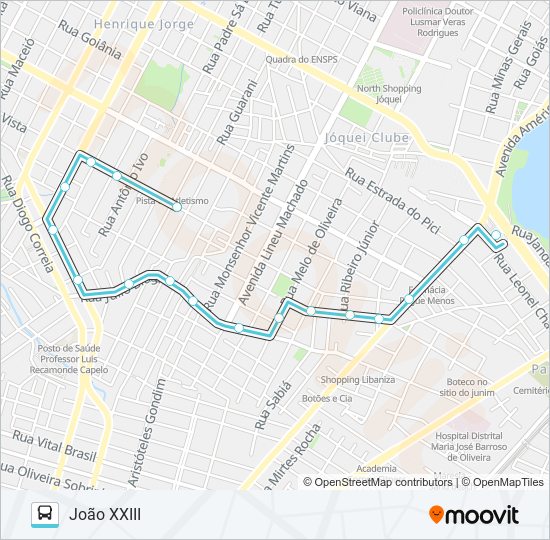 Mapa da linha 323 JOÃO XXIII / LAGOA de ônibus