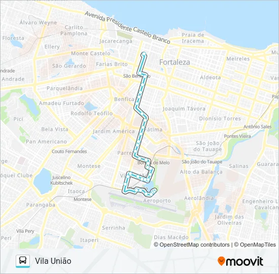 502 VILA UNIÃO / CENTRO Bus Line Map
