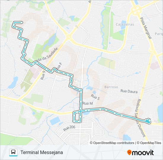 Mapa da linha 655 PASSARÉ / MESSEJANA de ônibus