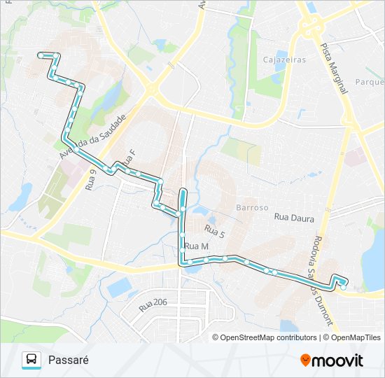 Mapa da linha 655 PASSARÉ / MESSEJANA de ônibus