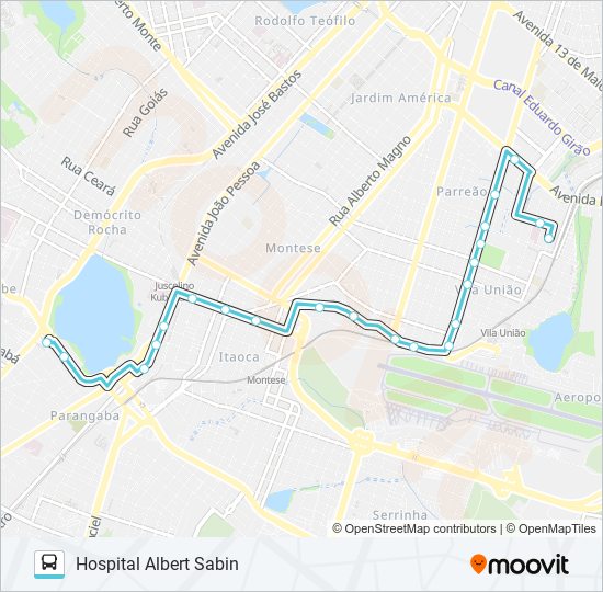 Mapa da linha 067 LAGOA / ALBERT SABIN de ônibus