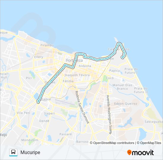 Mapa da linha 077 PARANGABA / MUCURIPE de ônibus