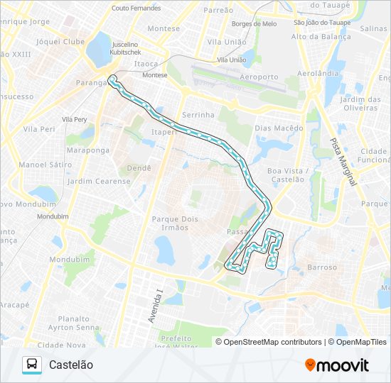 Mapa da linha 311 CASTELÃO / PARANGABA de ônibus
