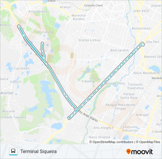Mapa da linha 378 URUCUTUBA / SIQUEIRA de ônibus