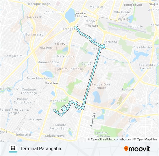 Mapa da linha 466 ARVOREDO / PARANGABA de ônibus