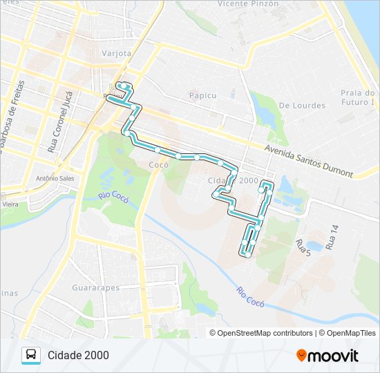 Mapa da linha 832 CIDADE 2000 / PAPICU de ônibus