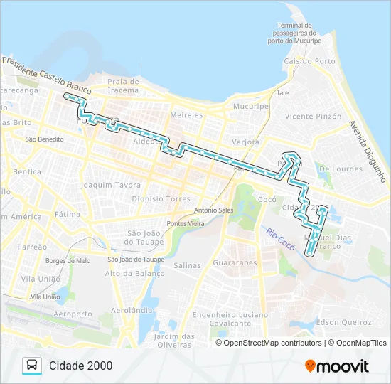 833 CIDADE 2000 / CENTRO Bus Line Map
