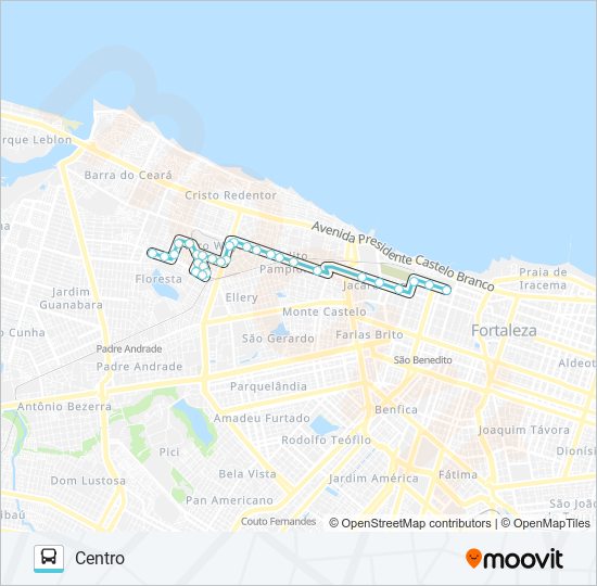 Mapa da linha 112 ÁLVARO WEYNE / CENTRO de ônibus
