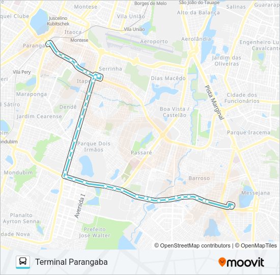 Mapa da linha 315 MESSEJANA / PARANGABA de ônibus