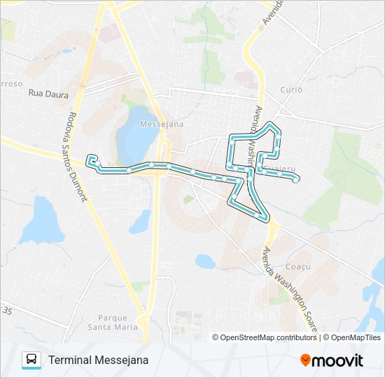 Mapa da linha 642 GUAJERÚ II / MESSEJANA de ônibus