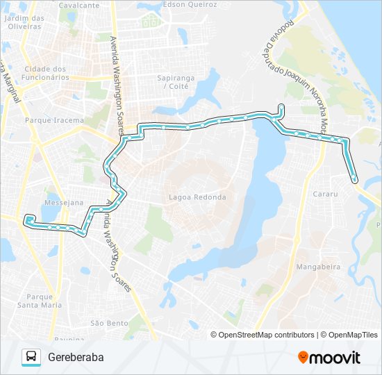 Mapa da linha 663 GEREBERABA / MESSEJANA de ônibus