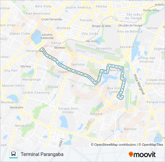 Mapa da linha 312 DIAS MACEDO / PARANGABA de ônibus