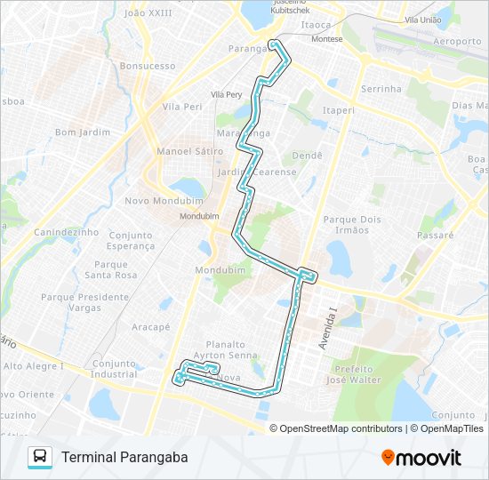 Mapa da linha 317 CIDADE NOVA / PARANGABA de ônibus