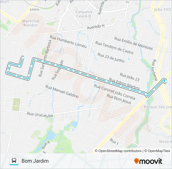 335 BOM JARDIM I / SIQUEIRA Bus Line Map
