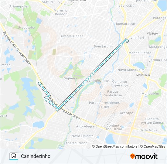 Mapa da linha 338 CANINDEZINHO / SIQUEIRA de ônibus