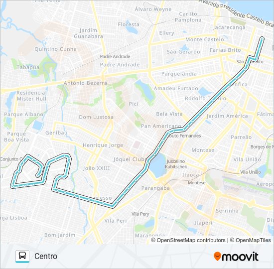 Mapa da linha 385 CONJUNTO CEARÁ / CENTRO de ônibus