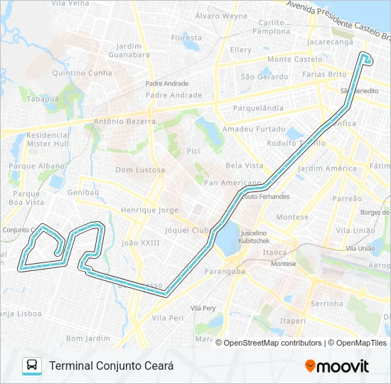 385 CONJUNTO CEARÁ / CENTRO Bus Line Map