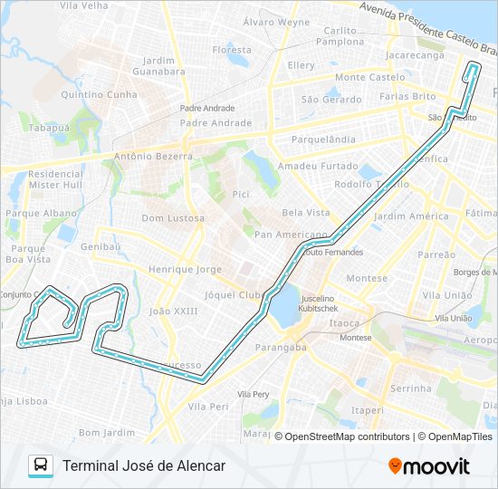 Mapa da linha 385 CONJUNTO CEARÁ / CENTRO de ônibus