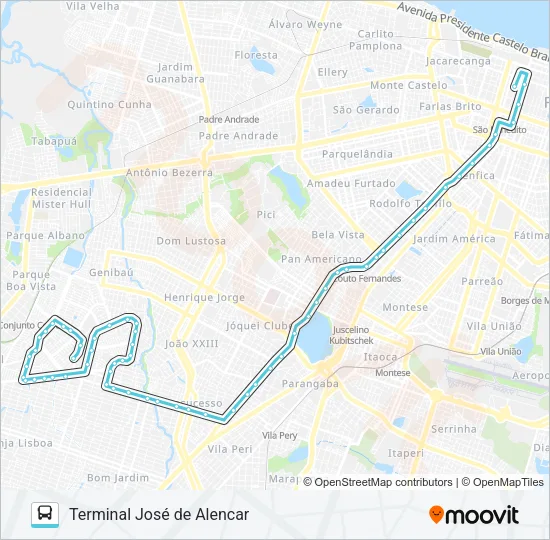 385 CONJUNTO CEARÁ / CENTRO Bus Line Map