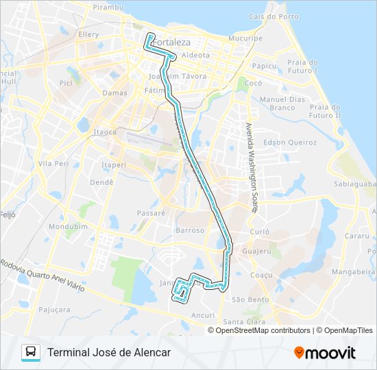 Mapa da linha 670 SÍTIO SÃO JOÃO / CENTRO de ônibus