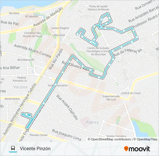 804 VICENTE PINZÓN / PAPICU Bus Line Map