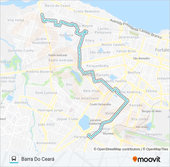Mapa da linha 060 PARQUELÂNDIA / PARANGABA de ônibus