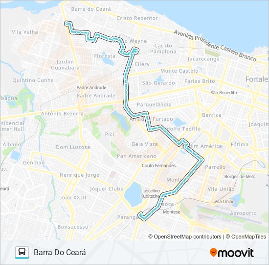 Mapa da linha 060 PARQUELÂNDIA / PARANGABA de ônibus