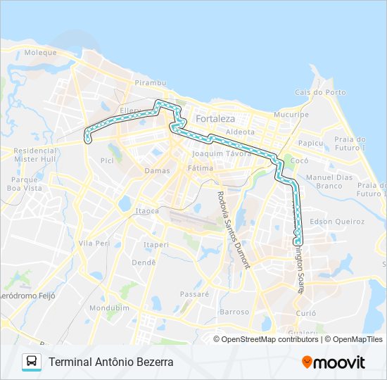 Mapa da linha 074 ANTÔNIO BEZERRA / UNIFOR de ônibus