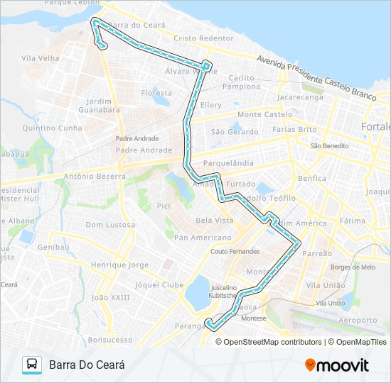 Mapa da linha 080 FRANCISCO SÁ / PARANGABA de ônibus