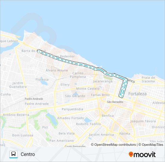 Mapa da linha 132 AV. LESTE OESTE / CENTRO de ônibus